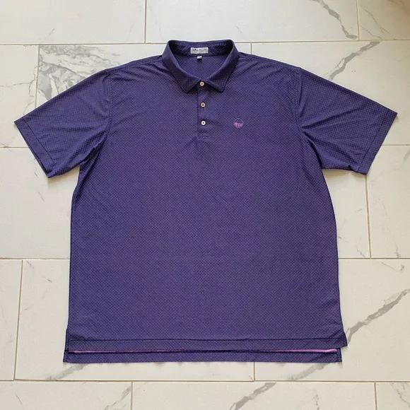 Peter Millar Summer Comfort Polo Golf Shirt Size XXL Purple White Pattern - Picture 1 of 6